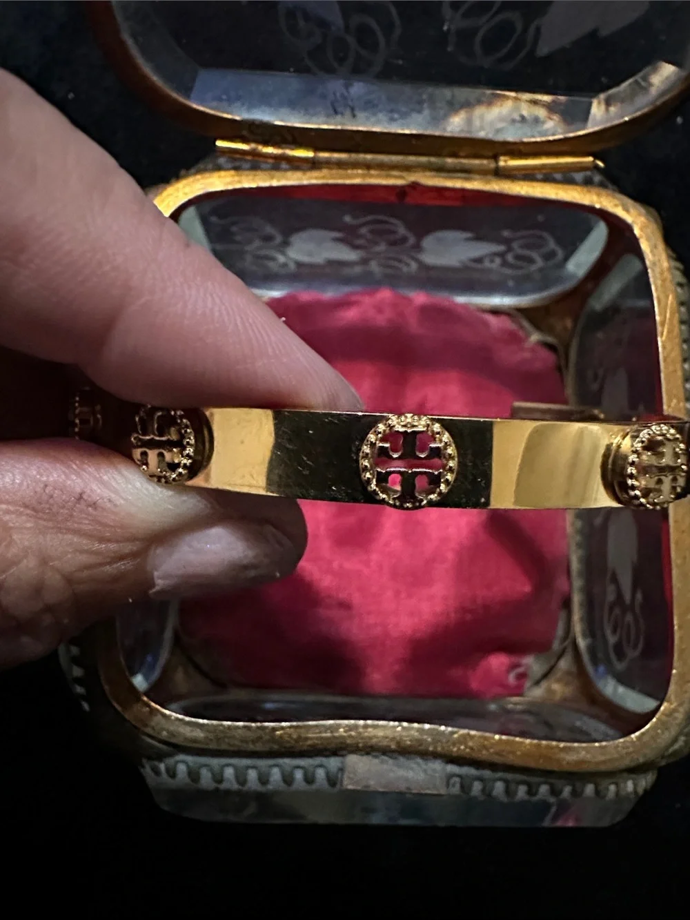 TORY BURCH Gold-Tone Logo Medallion Cuff Bracelet